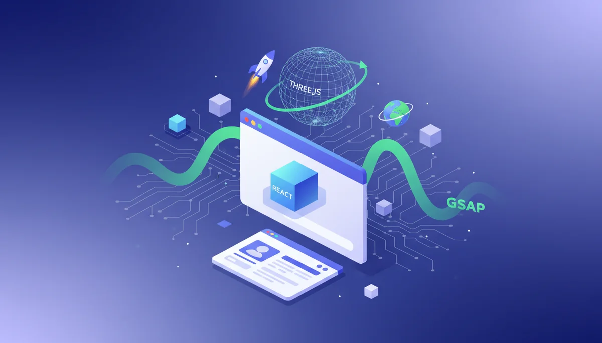 Featured image: Professional featured image for: Build and Deploy a Unique 3d Web Developer Portfolio With React, Th