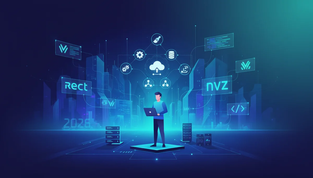 Featured image: Professional featured image for: How to become a web developer in 2026. Clean editorial illustration