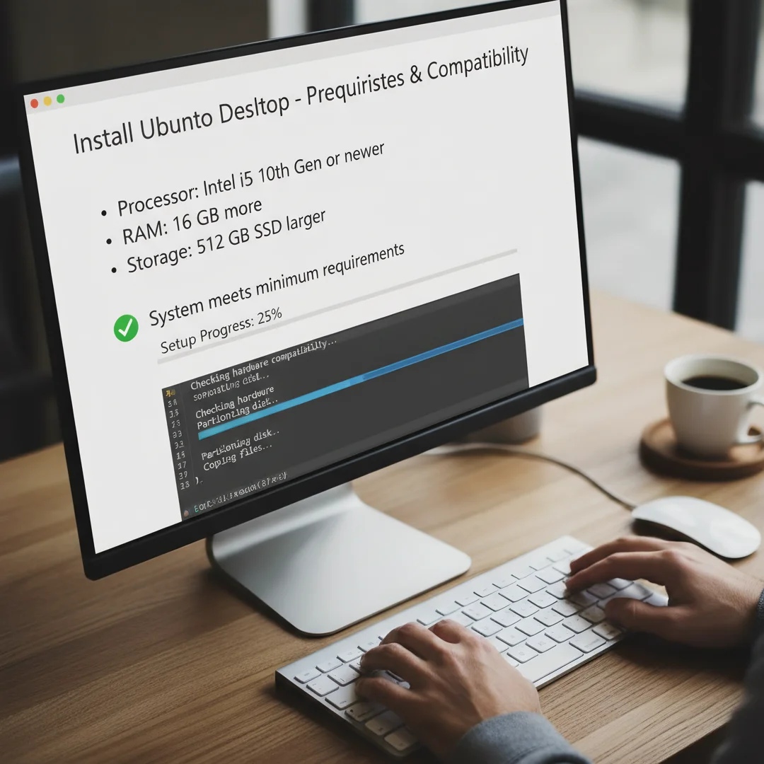 Step 1: Technical tutorial screenshot: Review prerequisites and compatibility for install ubuntu desktop on 
