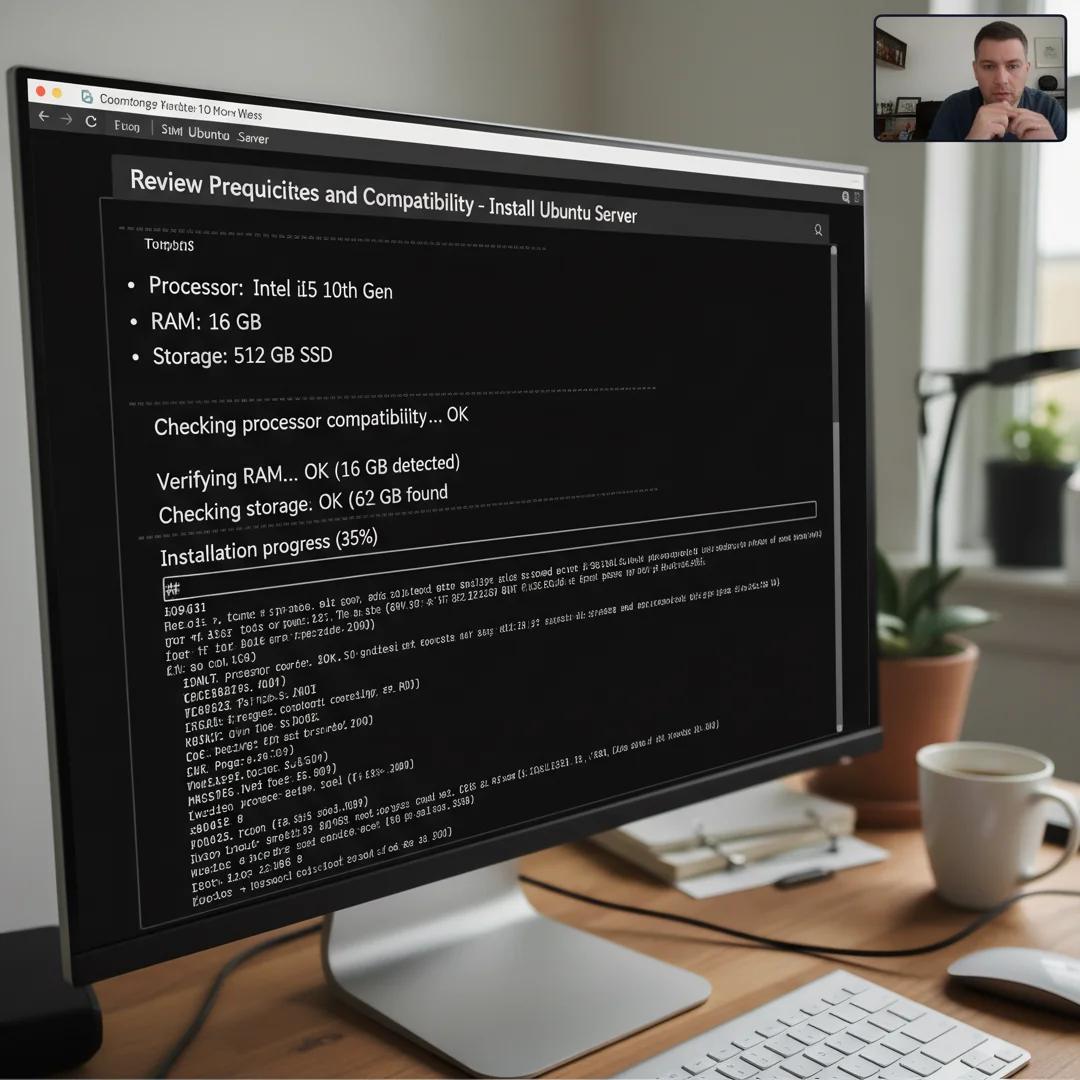 Step 1: Technical tutorial screenshot: Review prerequisites and compatibility for install ubuntu server on a