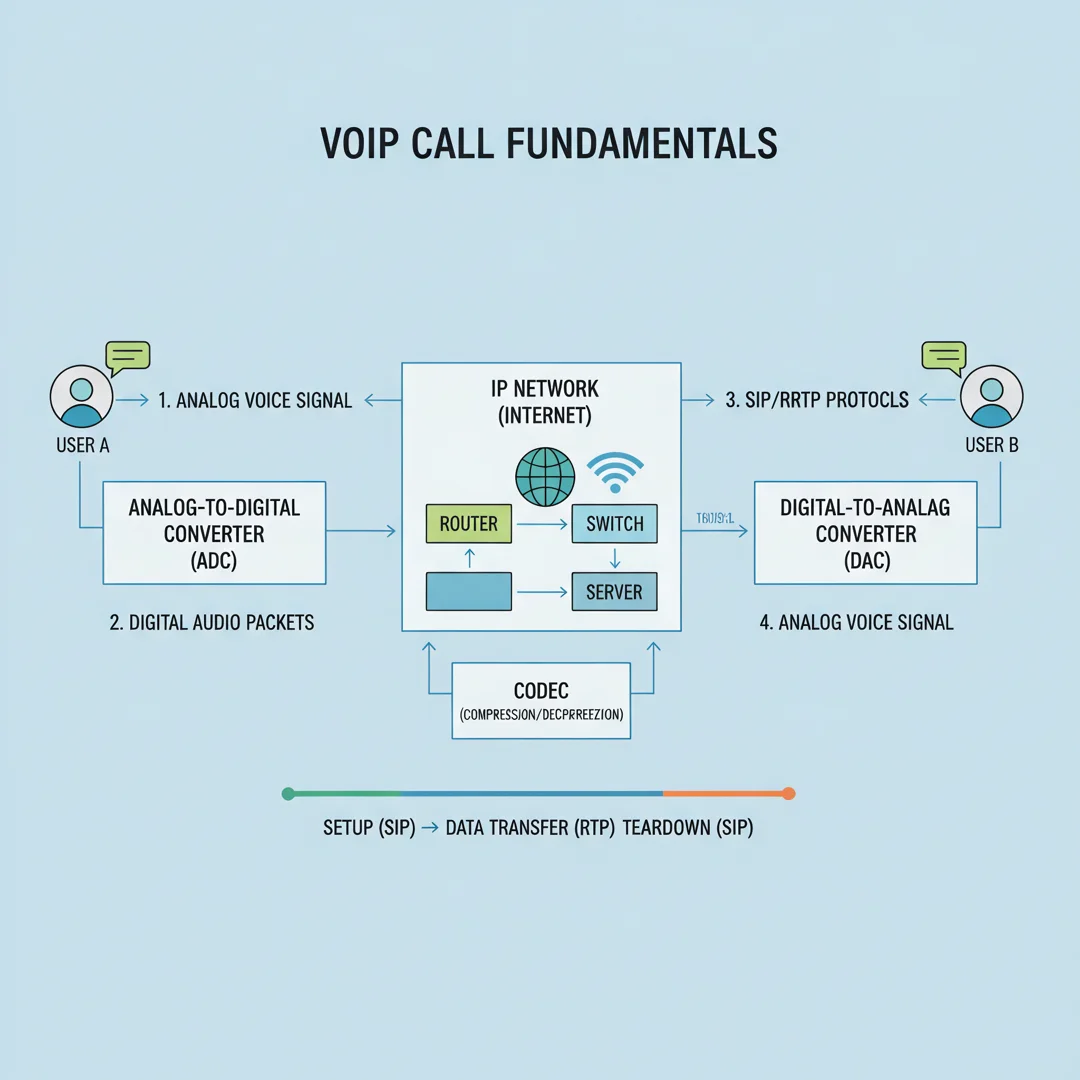 Step 1: Illustration for step: Understand the fundamentals related to how its work voip calls, professional 
