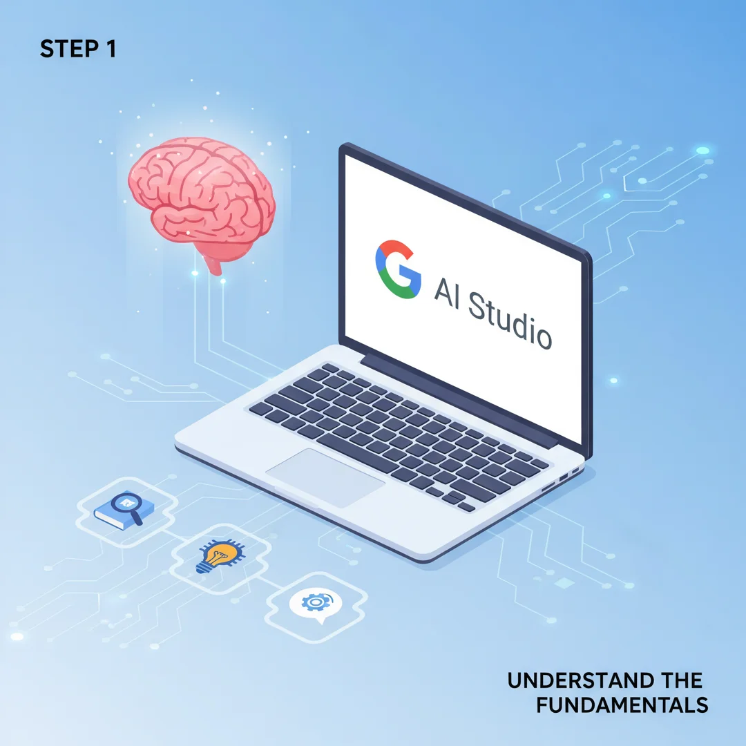 Step 1: Illustration for step: Understand the fundamentals related to How to use google ai studio, professio
