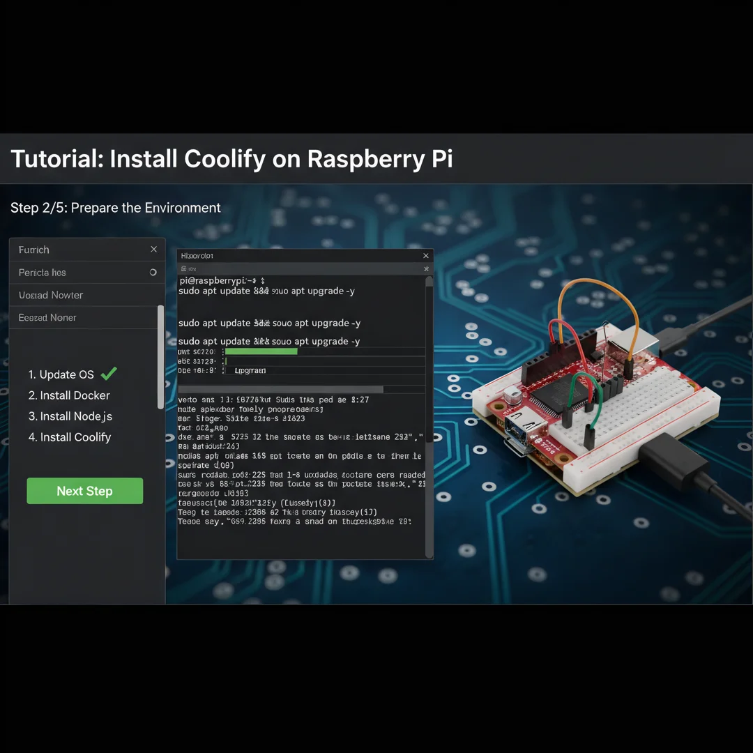 Step 2: Tutorial screenshot step 2: Prepare the environment for how to install coolify on raspberry pi
