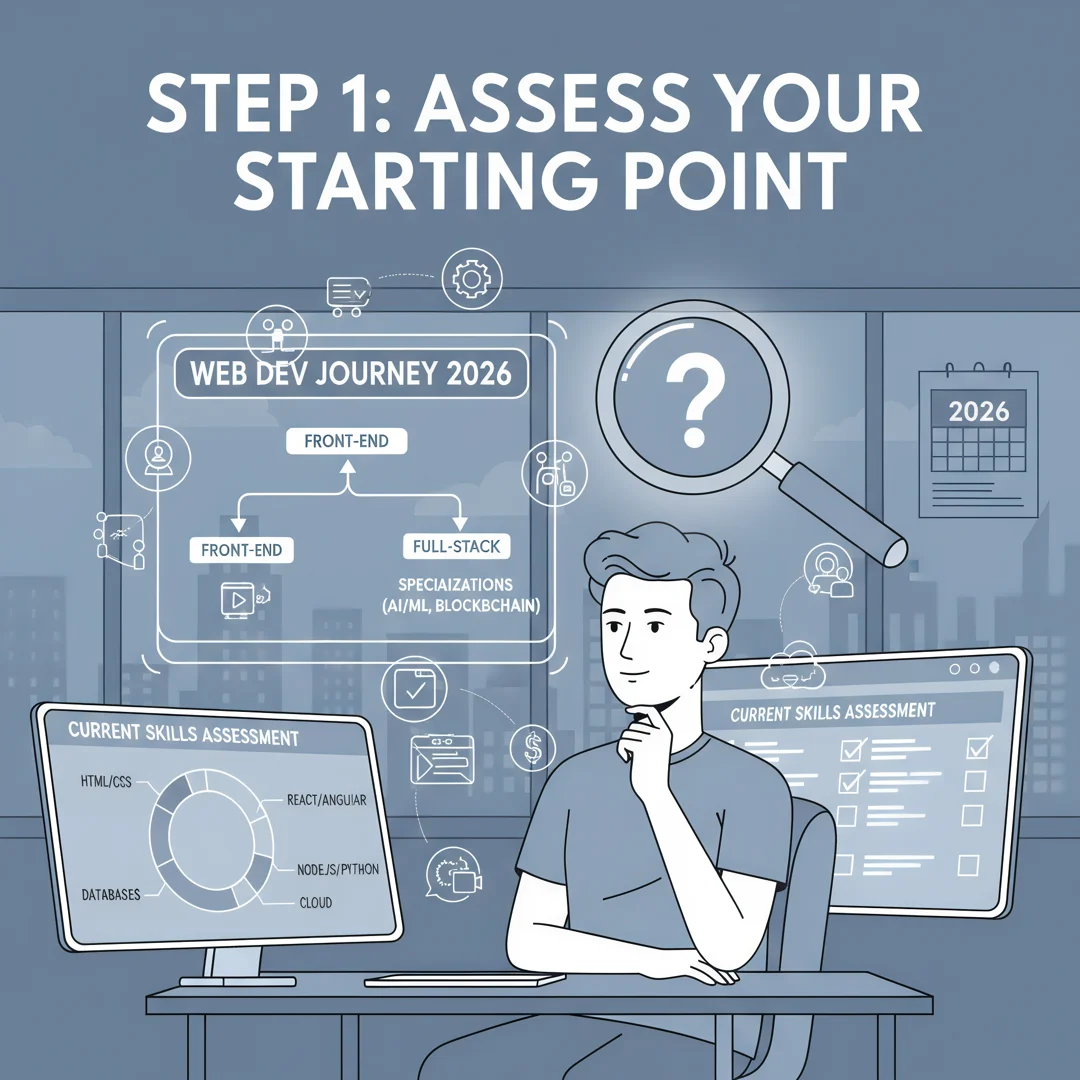 Step 2: Illustration for step: Assess your starting point related to How to become a web developer in 2026, 