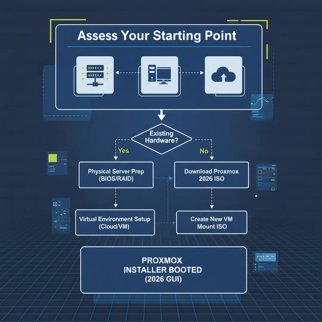 Step 2: Illustration for step: Assess your starting point related to install latest proxmox in 2026 new meth
