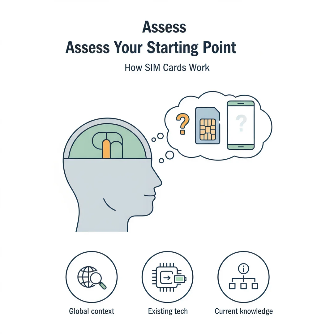 Step 2: Illustration for step: Assess your starting point related to How its work sim card, professional edu