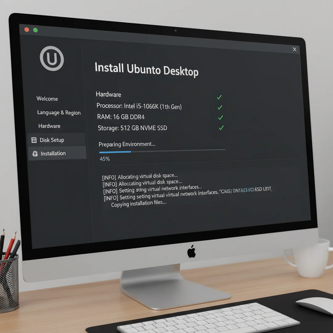 Step 2: Technical tutorial screenshot: Prepare the environment for install ubuntu desktop on a i5 10th gen p