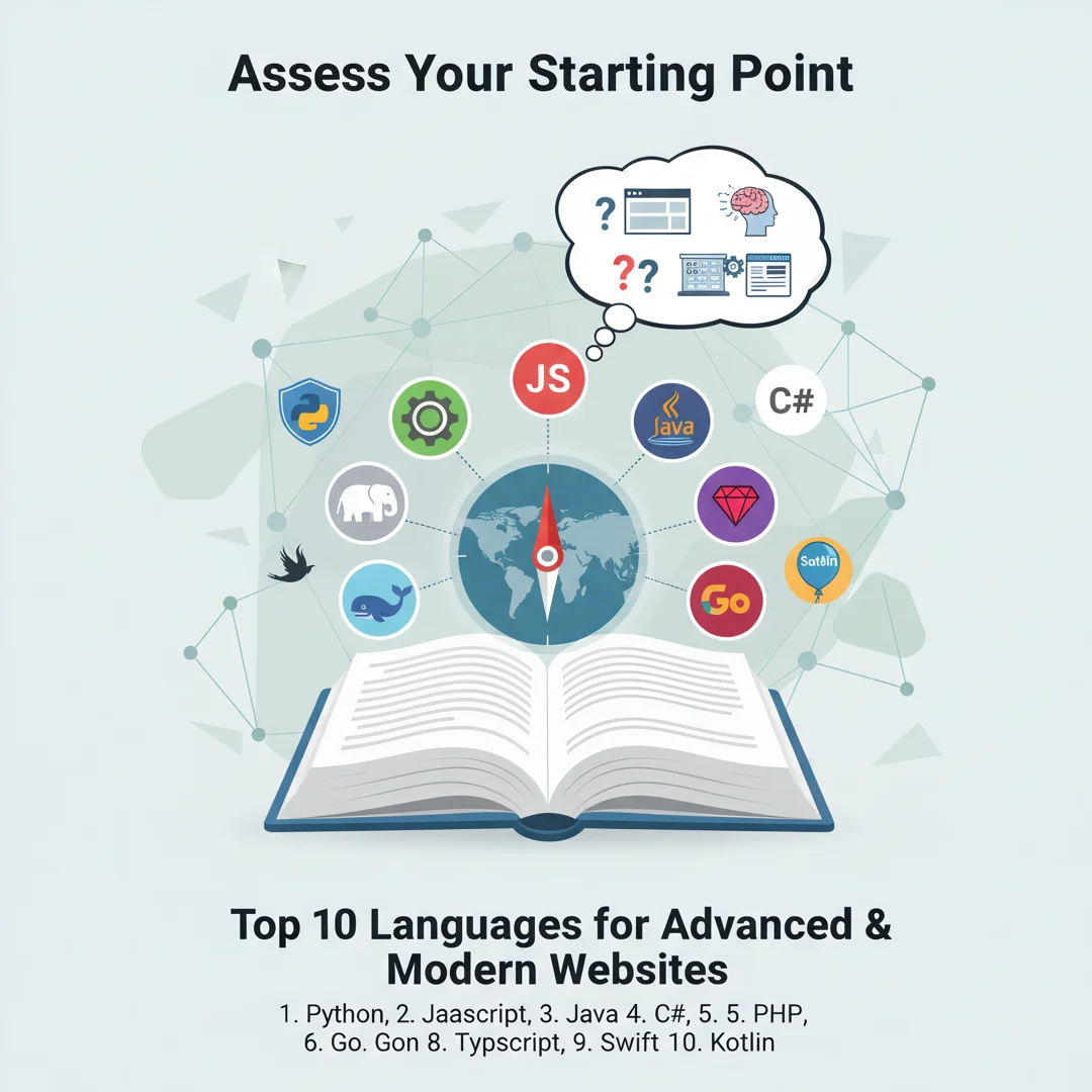 Step 2: Illustration for step: Assess your starting point related to Top 10 best lengueges for build a advan
