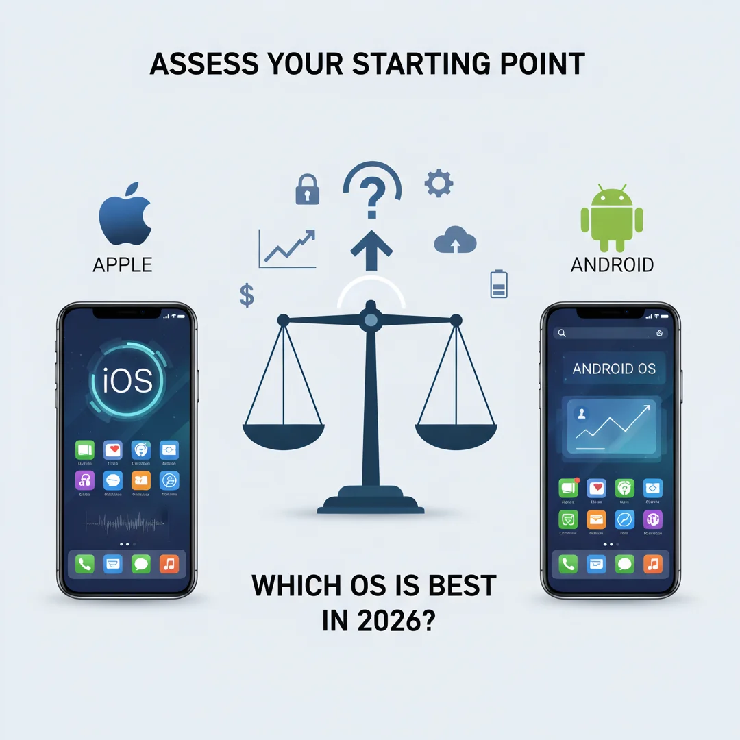Step 2: Illustration for step: Assess your starting point related to Apple vs android. Which os is best in 2