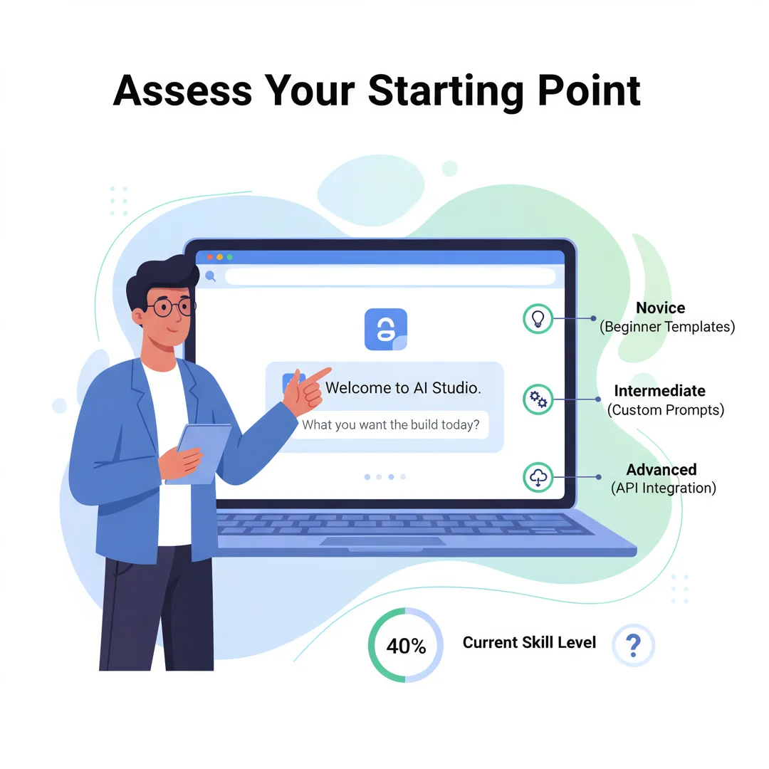 Step 2: Illustration for step: Assess your starting point related to How to use google ai studio, profession