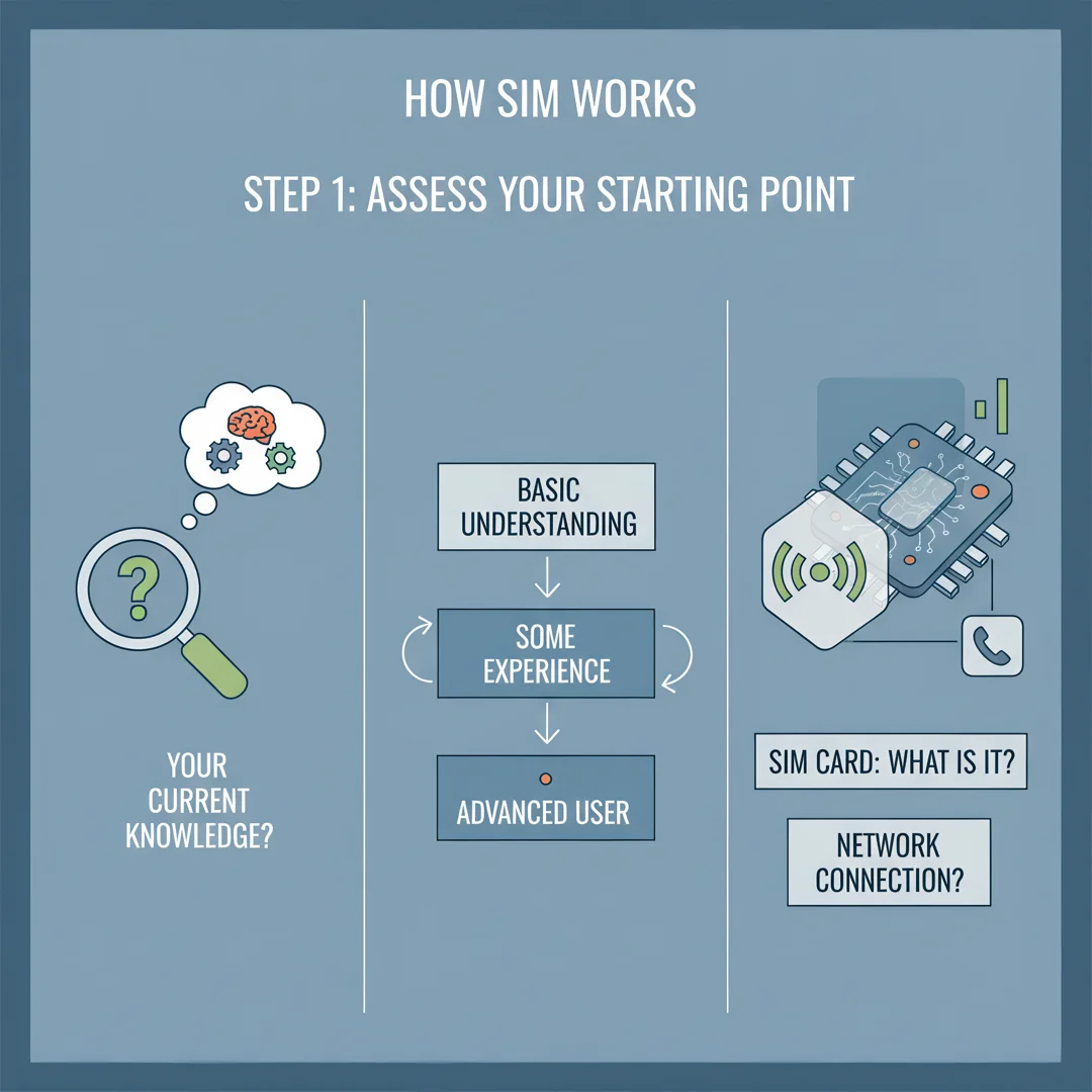 Step 2: Illustration for step: Assess your starting point related to How sim work, professional educational 