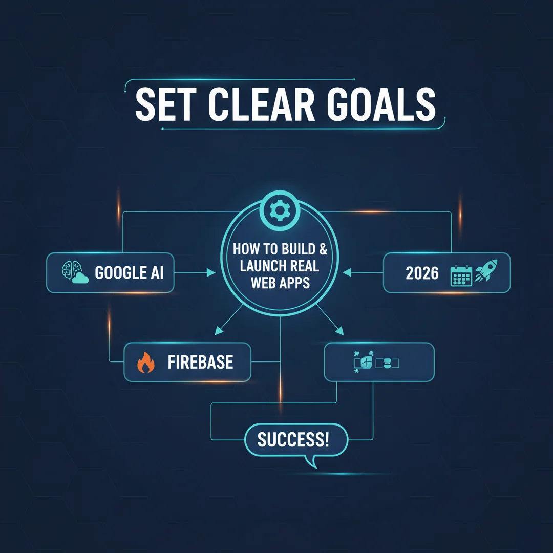 Step 3: Illustration for step: Set clear goals related to How to Build & Launch REAL Web Apps (Google AI + F