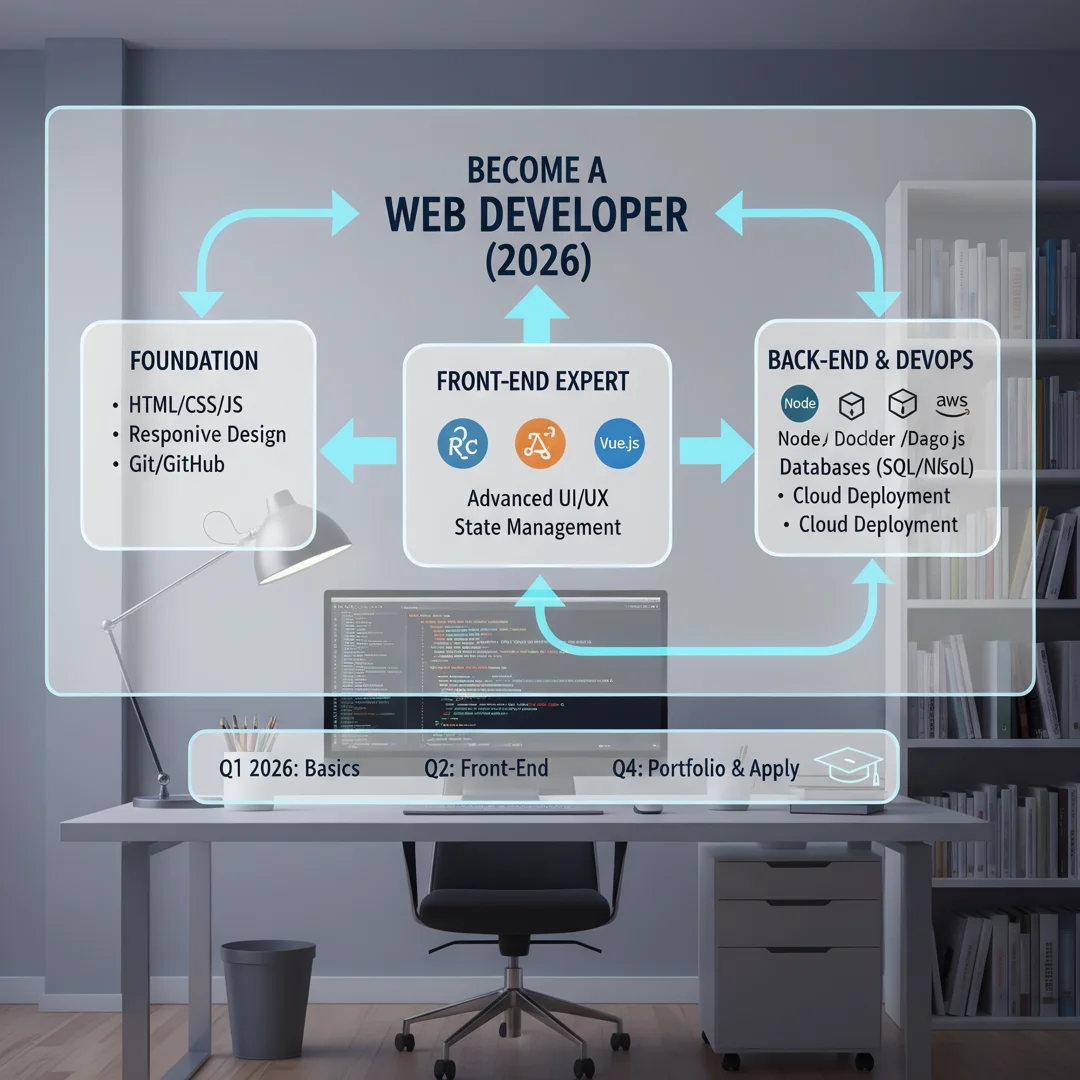 Step 3: Illustration for step: Set clear goals related to How to become a web developer in 2026, professiona