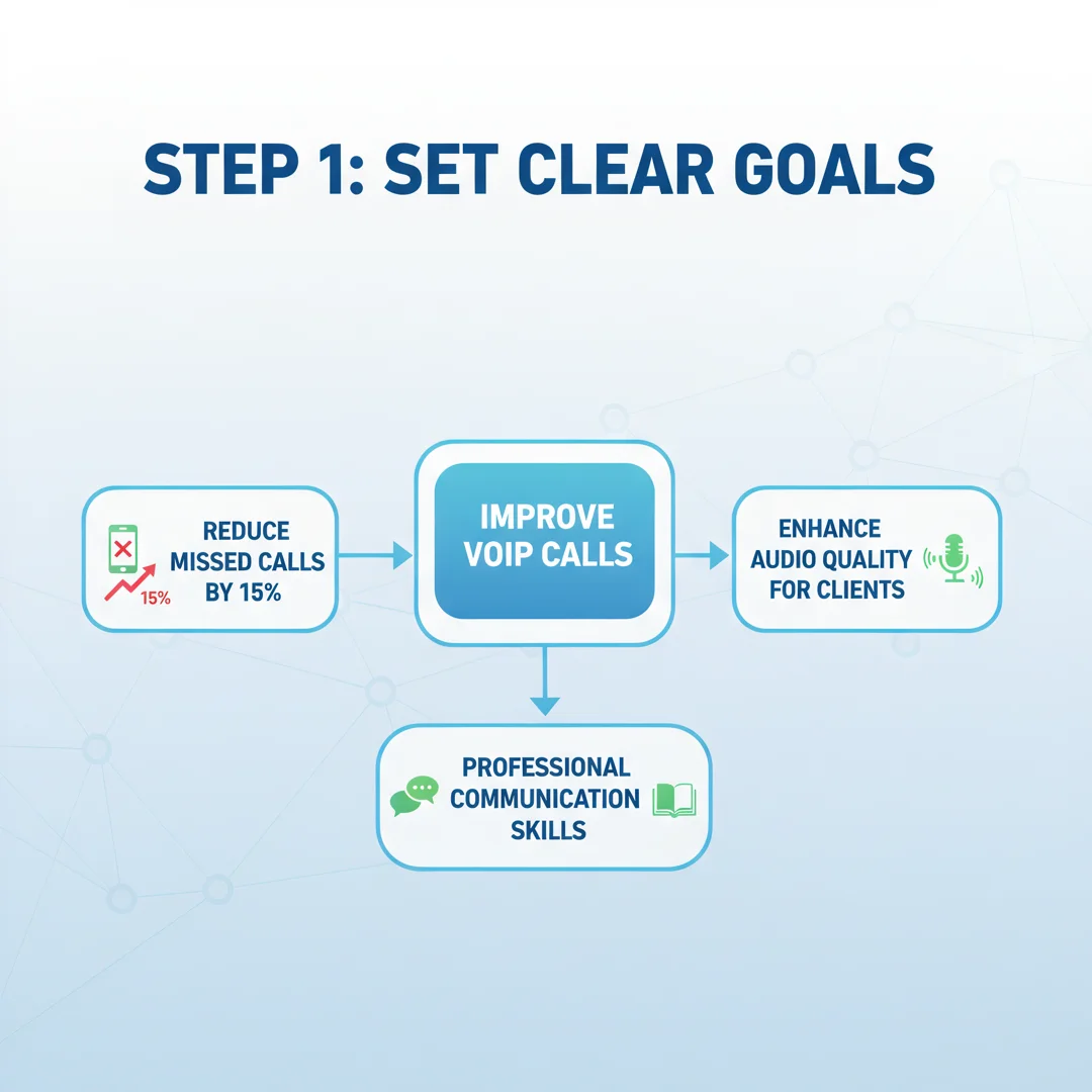 Step 3: Illustration for step: Set clear goals related to how its work voip calls, professional educational 