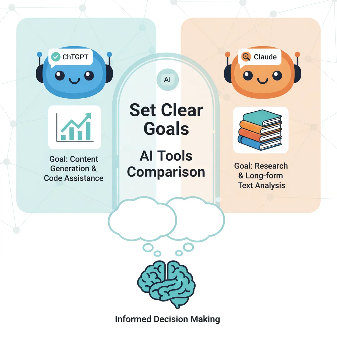 Step 3: Illustration for step: Set clear goals related to AI Tools Comparison: ChatGPT vs Claude, profession