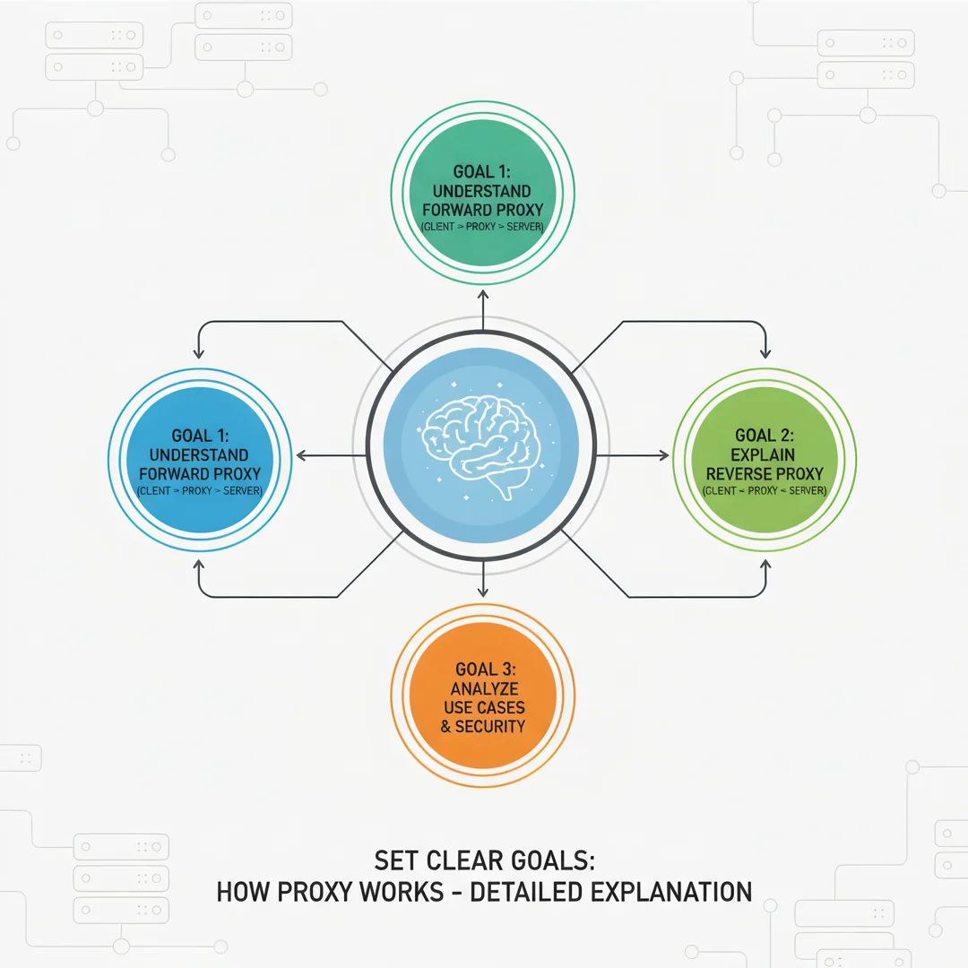 Step 3: Illustration for step: Set clear goals related to how dose proxy work explain me in details, profess