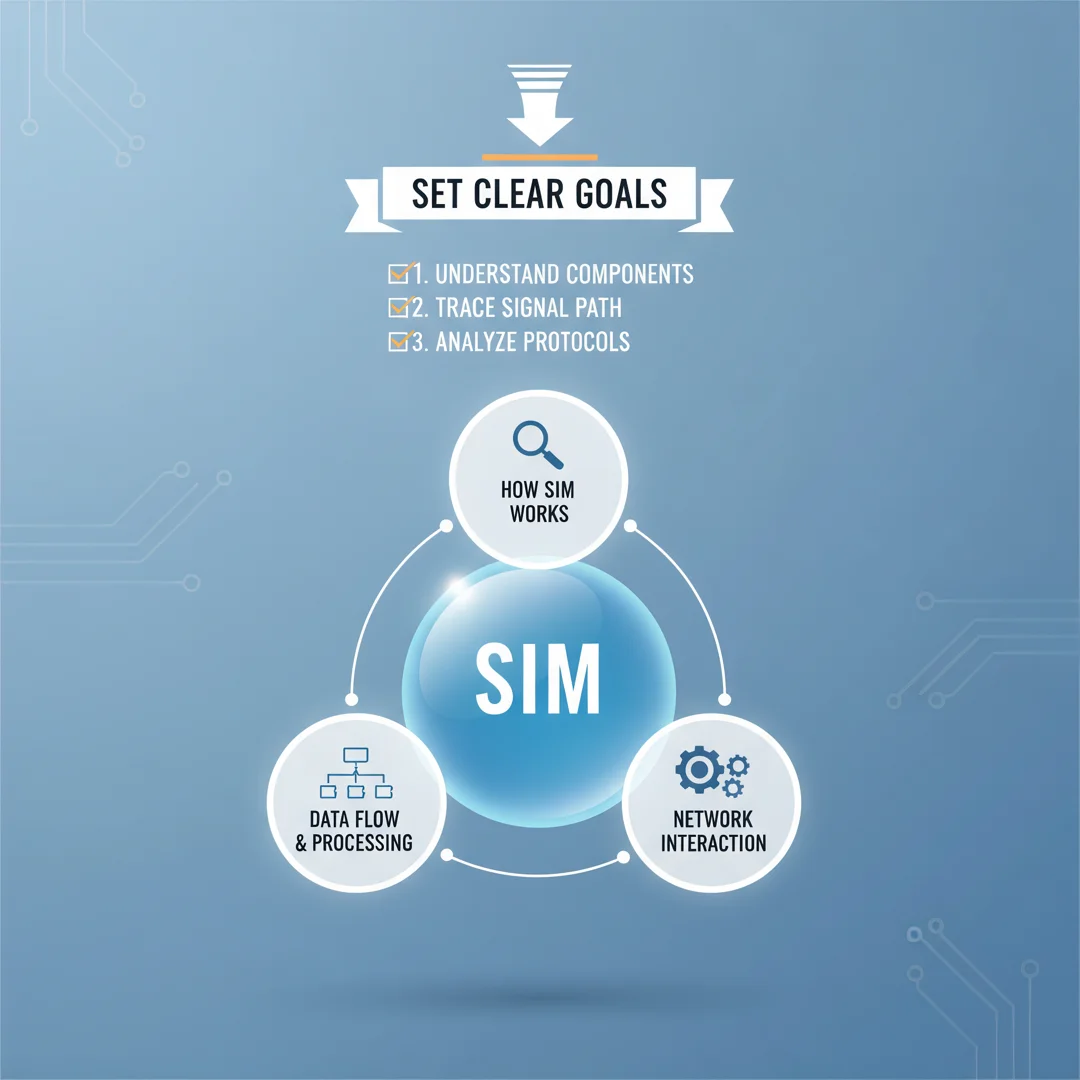 Step 3: Illustration for step: Set clear goals related to How sim work, professional educational style