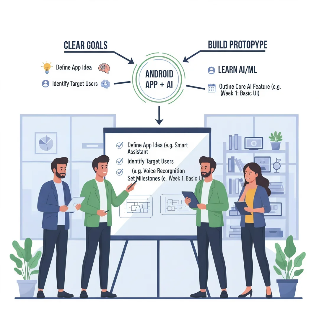 Step 3: Illustration for step: Set clear goals related to How to start building android app with ai, profess