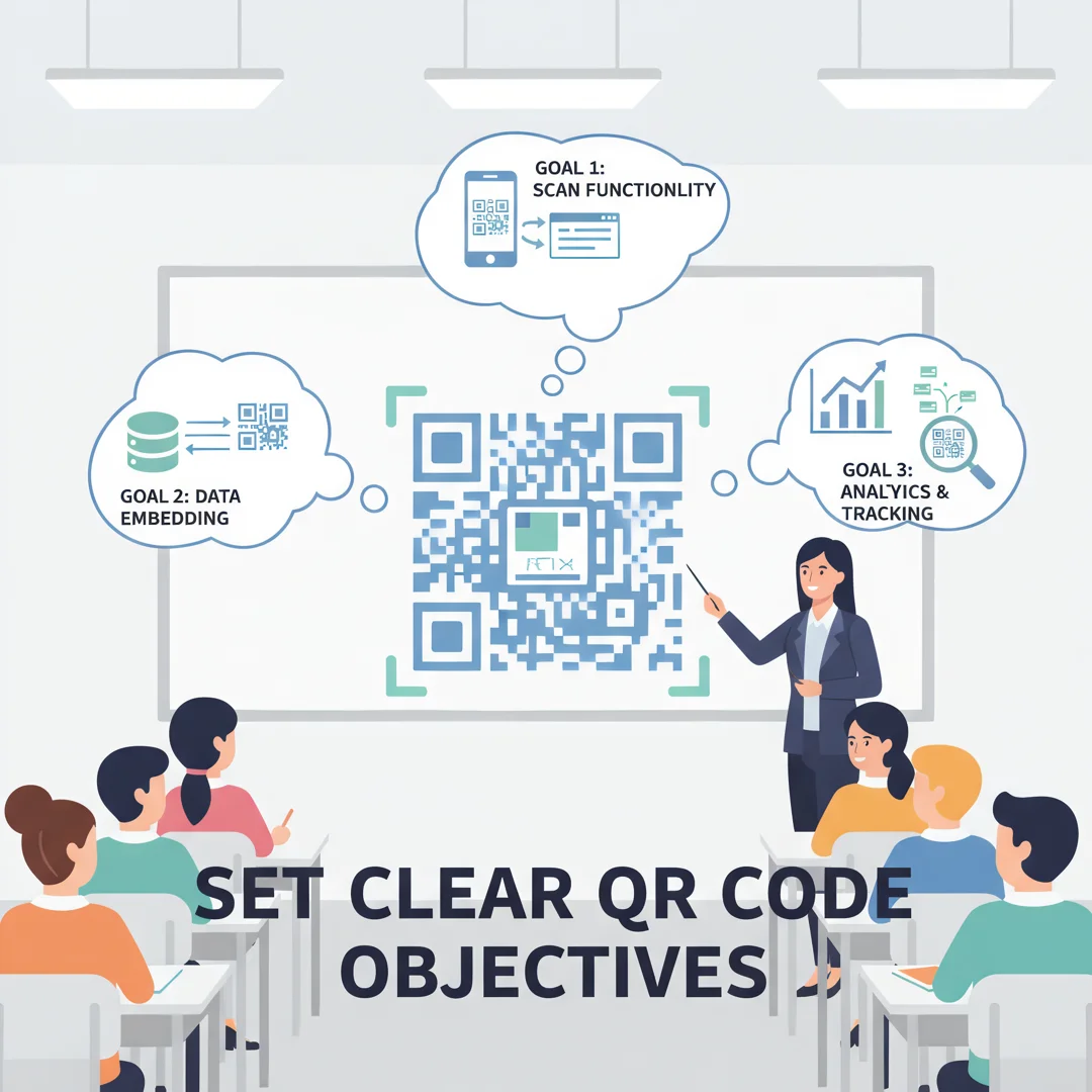 Step 3: Illustration for step: Set clear goals related to Qrcode how its work, professional educational styl