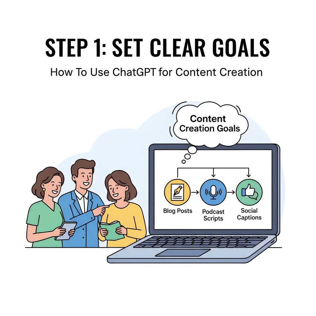 Step 3: Illustration for step: Set clear goals related to How To Use ChatGPT for Content Creation, professio