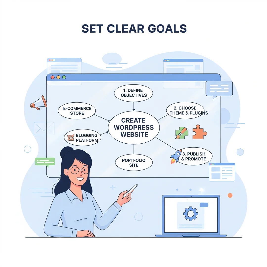 Step 3: Illustration for step: Set clear goals related to How To Create WordPress Website, professional educ