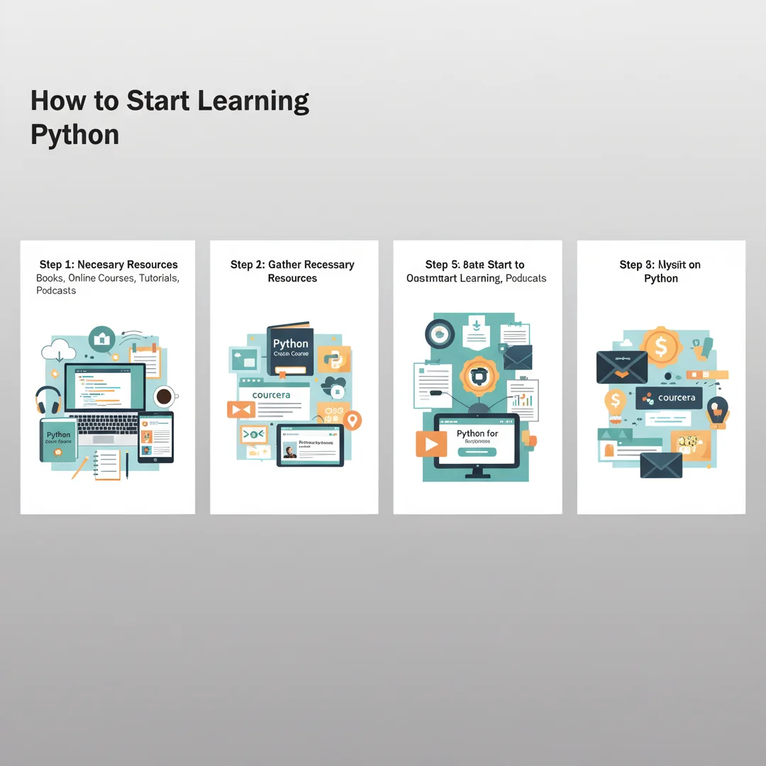 Step 4: Illustration for step: Gather necessary resources related to How to start learning python, professio