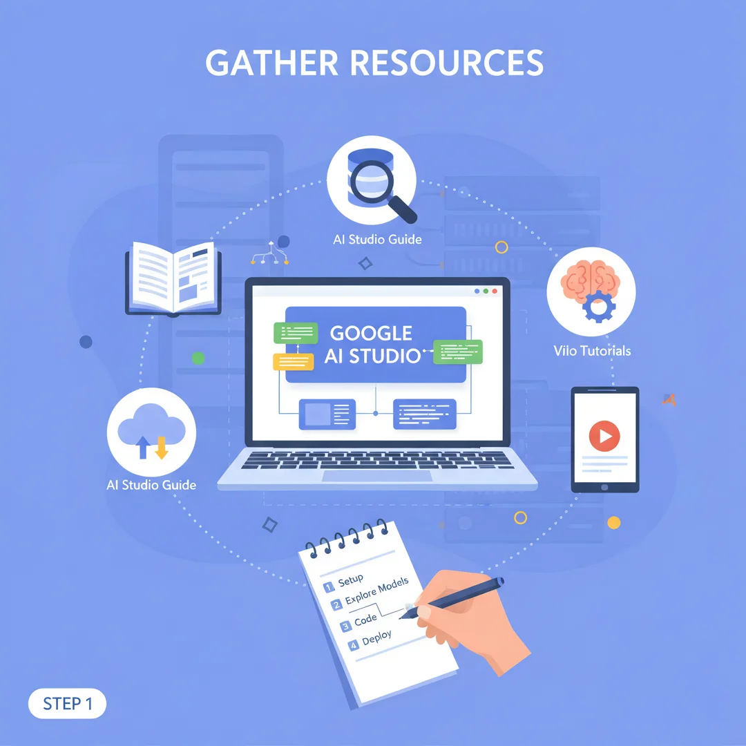 Step 4: Illustration for step: Gather necessary resources related to How to use google ai studio, profession