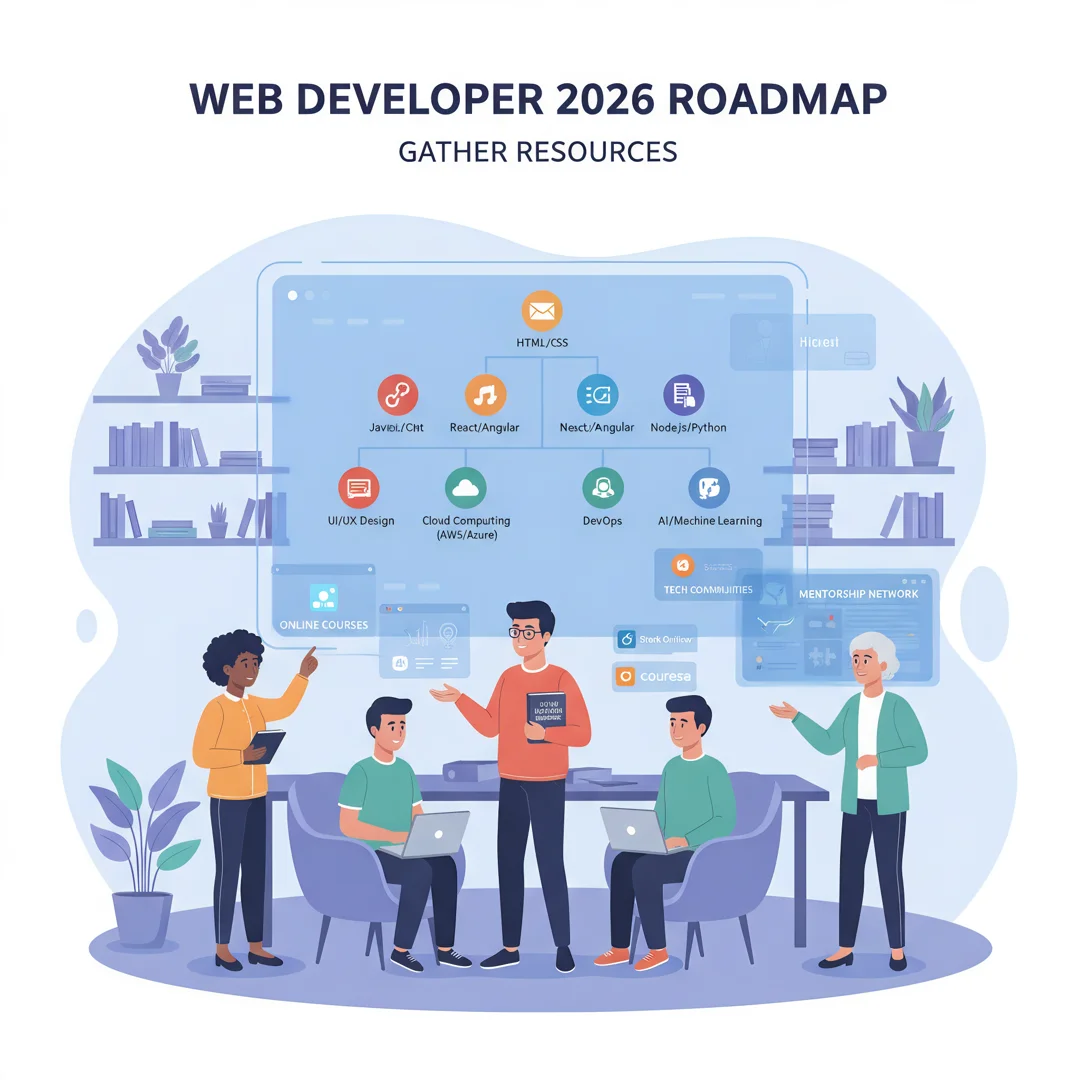 Step 4: Illustration for step: Gather necessary resources related to How to become a web developer in 2026, 