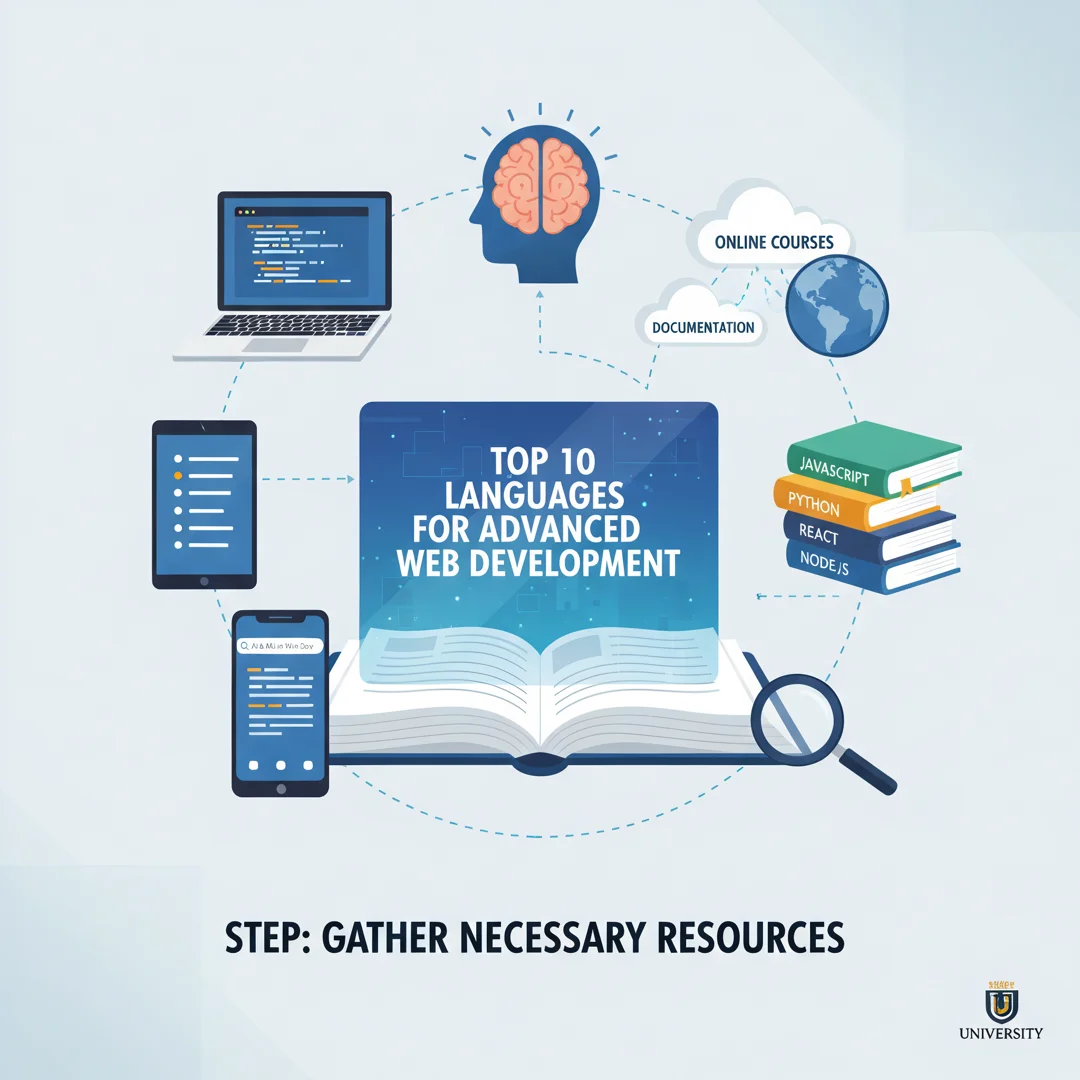 Step 4: Illustration for step: Gather necessary resources related to Top 10 best lengueges for build a advan