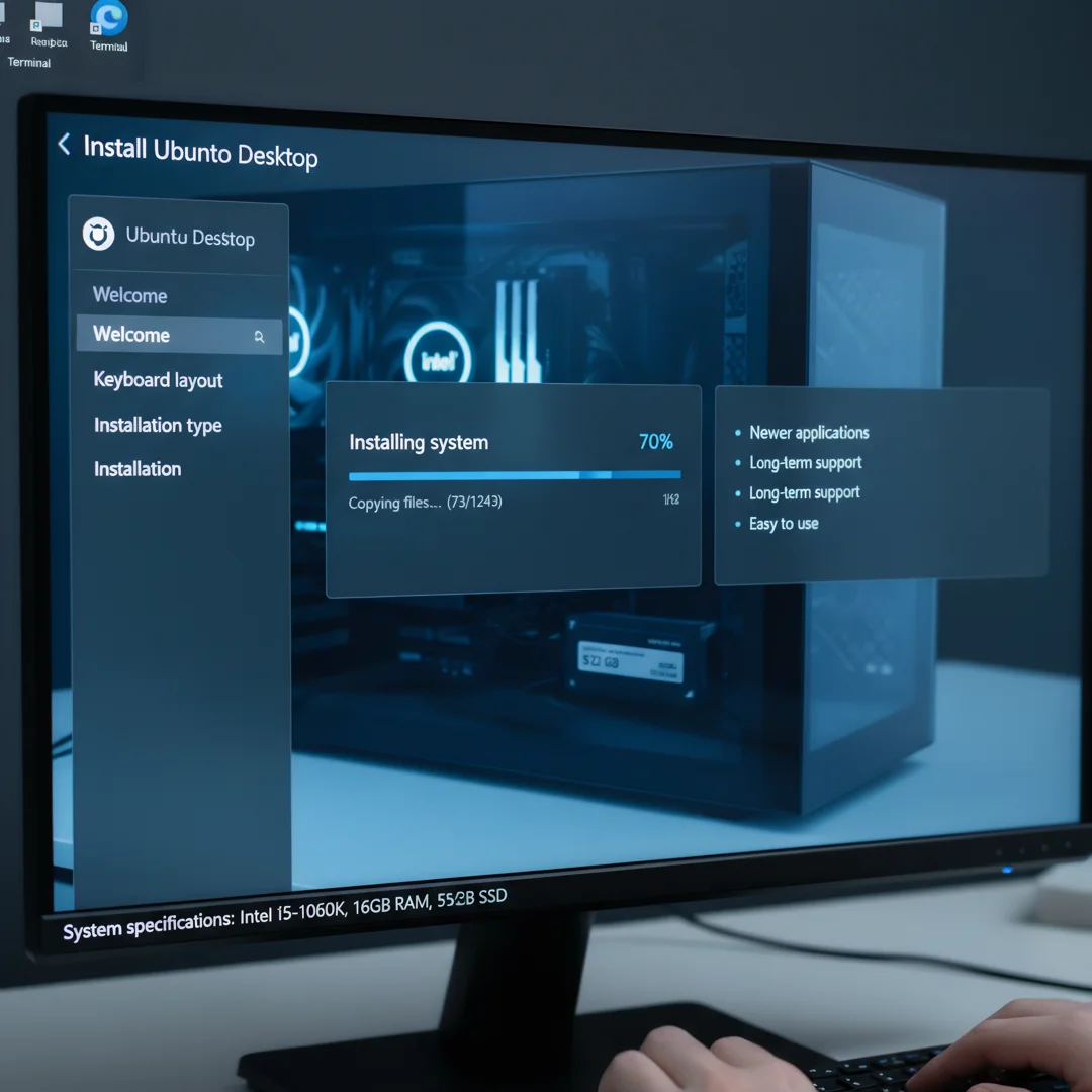Step 4: Technical tutorial screenshot: Run the main installation procedure for install ubuntu desktop on a i