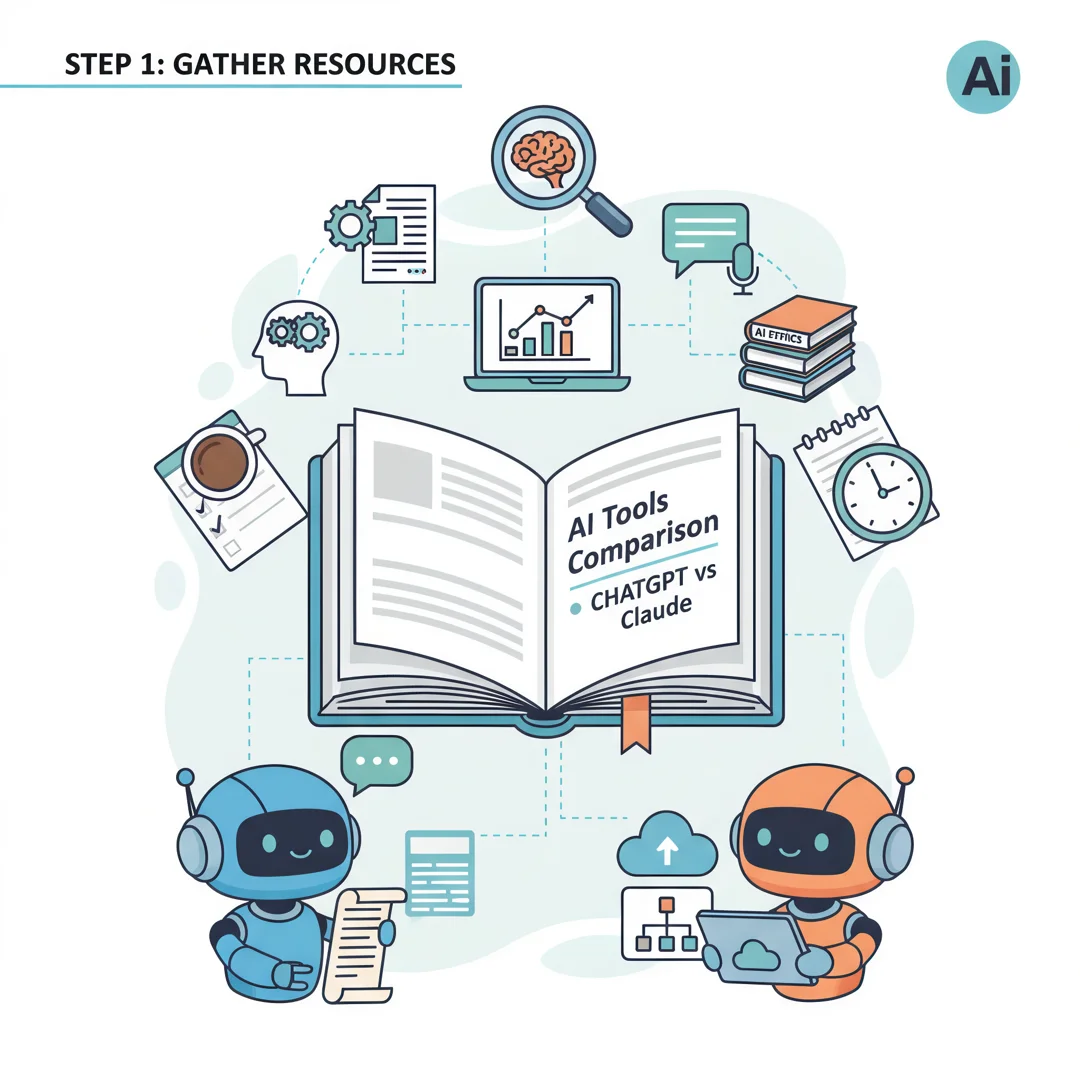 Step 4: Illustration for step: Gather necessary resources related to AI Tools Comparison: ChatGPT vs Claude,