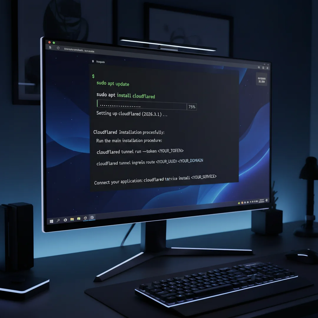 Step 4: Technical tutorial screenshot: Run the main installation procedure for install cloudeflared zero tru