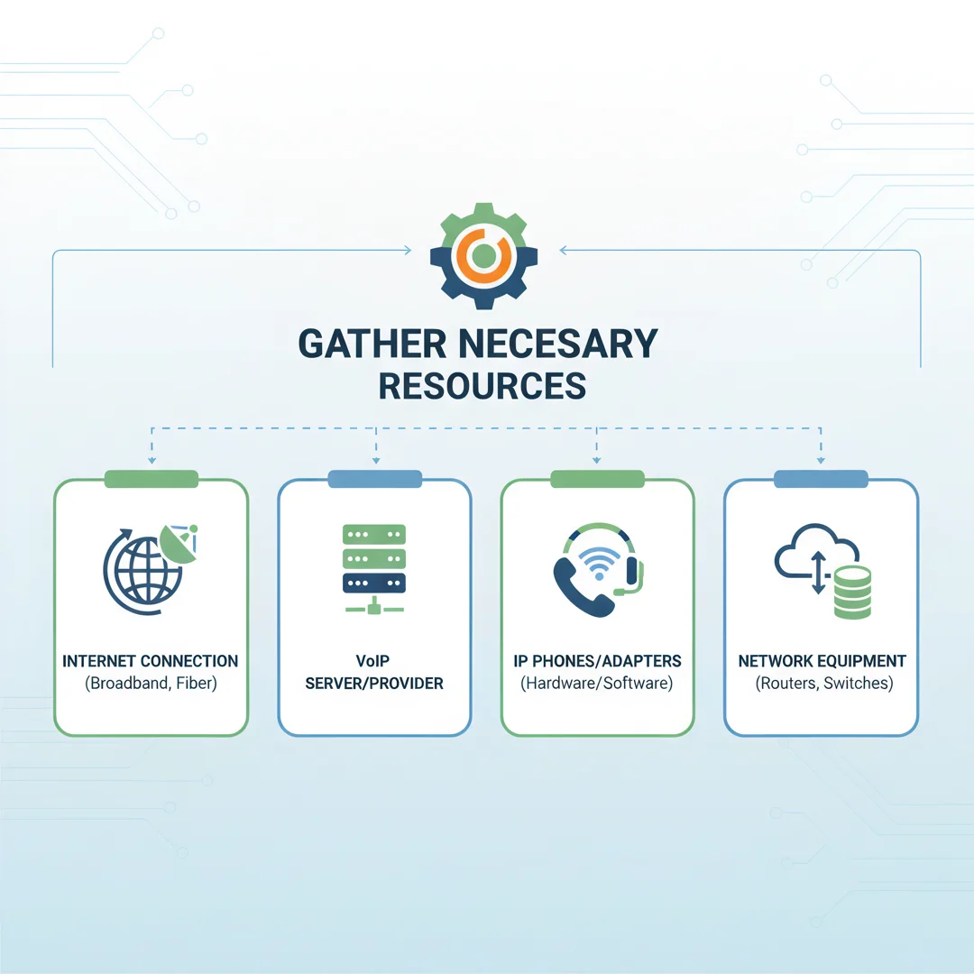 Step 4: Illustration for step: Gather necessary resources related to how its work voip calls, professional e