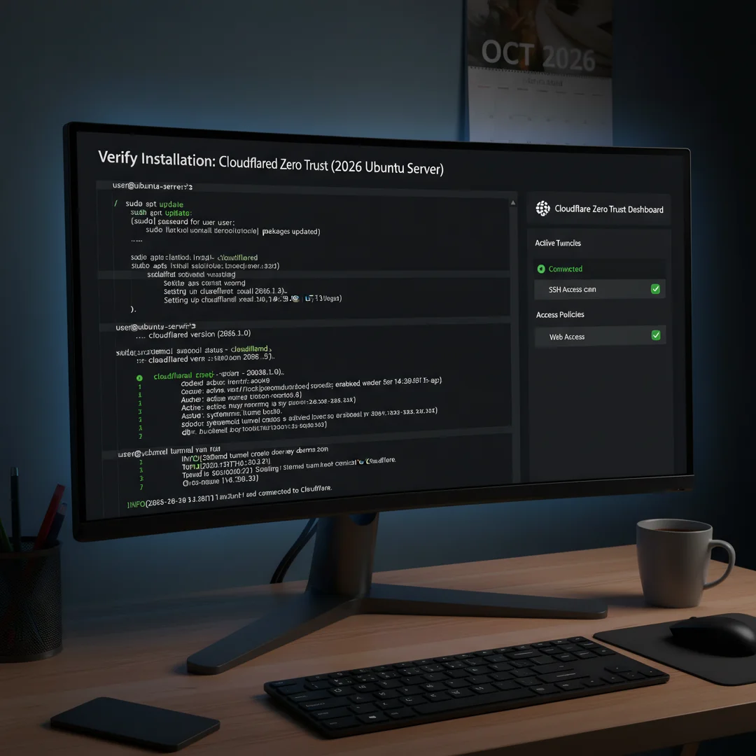 Step 5: Technical tutorial screenshot: Verify the installation for install cloudeflared zero trust in 2026 o