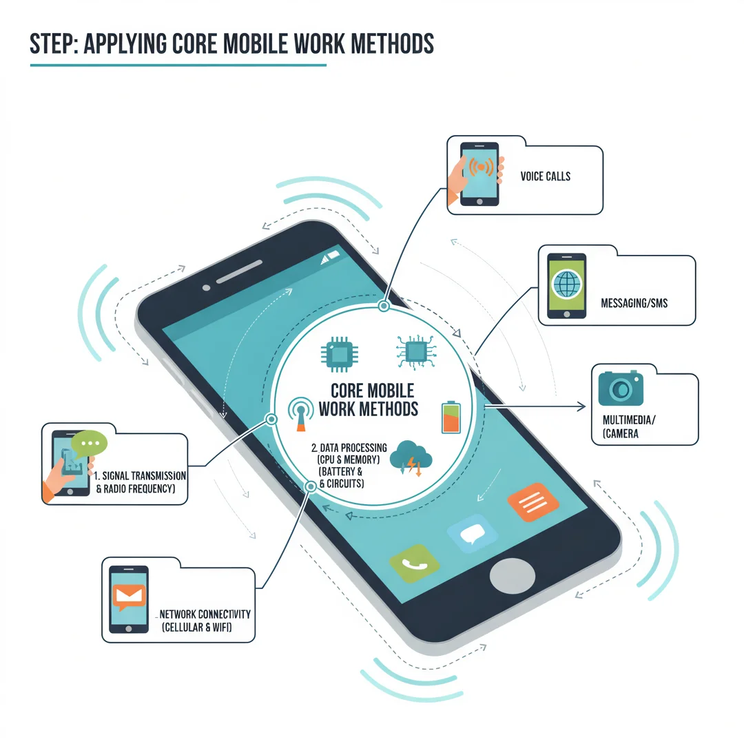 Step 5: Illustration for step: Apply the core methods related to how mobile work” you mean how a mobile phon