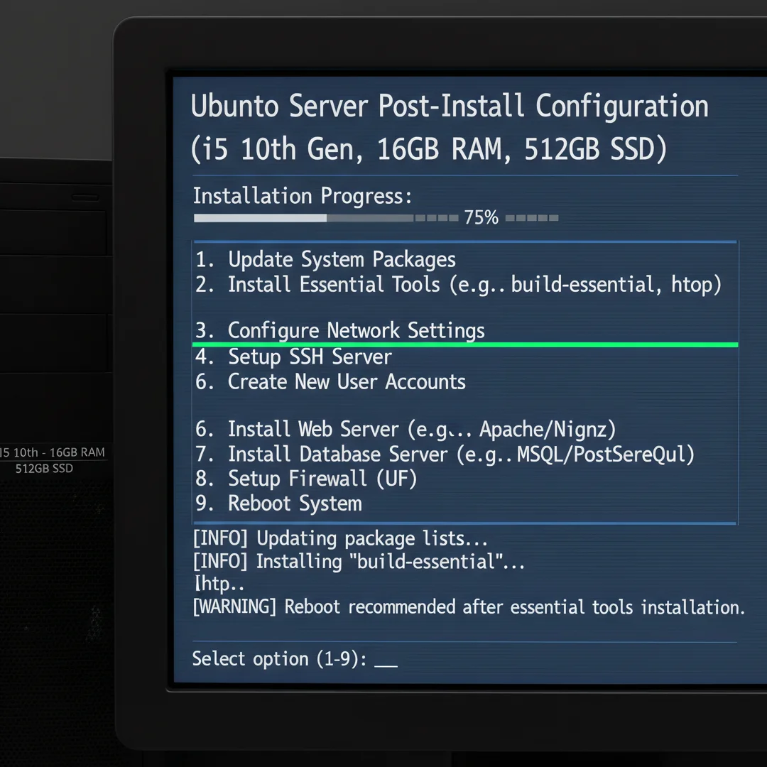 Step 6: Technical tutorial screenshot: Configure post-install options for install ubuntu server on a i5 10th