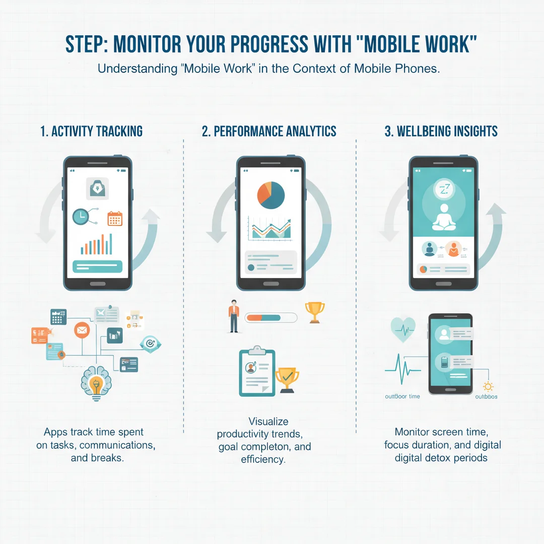 Step 6: Illustration for step: Monitor your progress related to how mobile work” you mean how a mobile phone