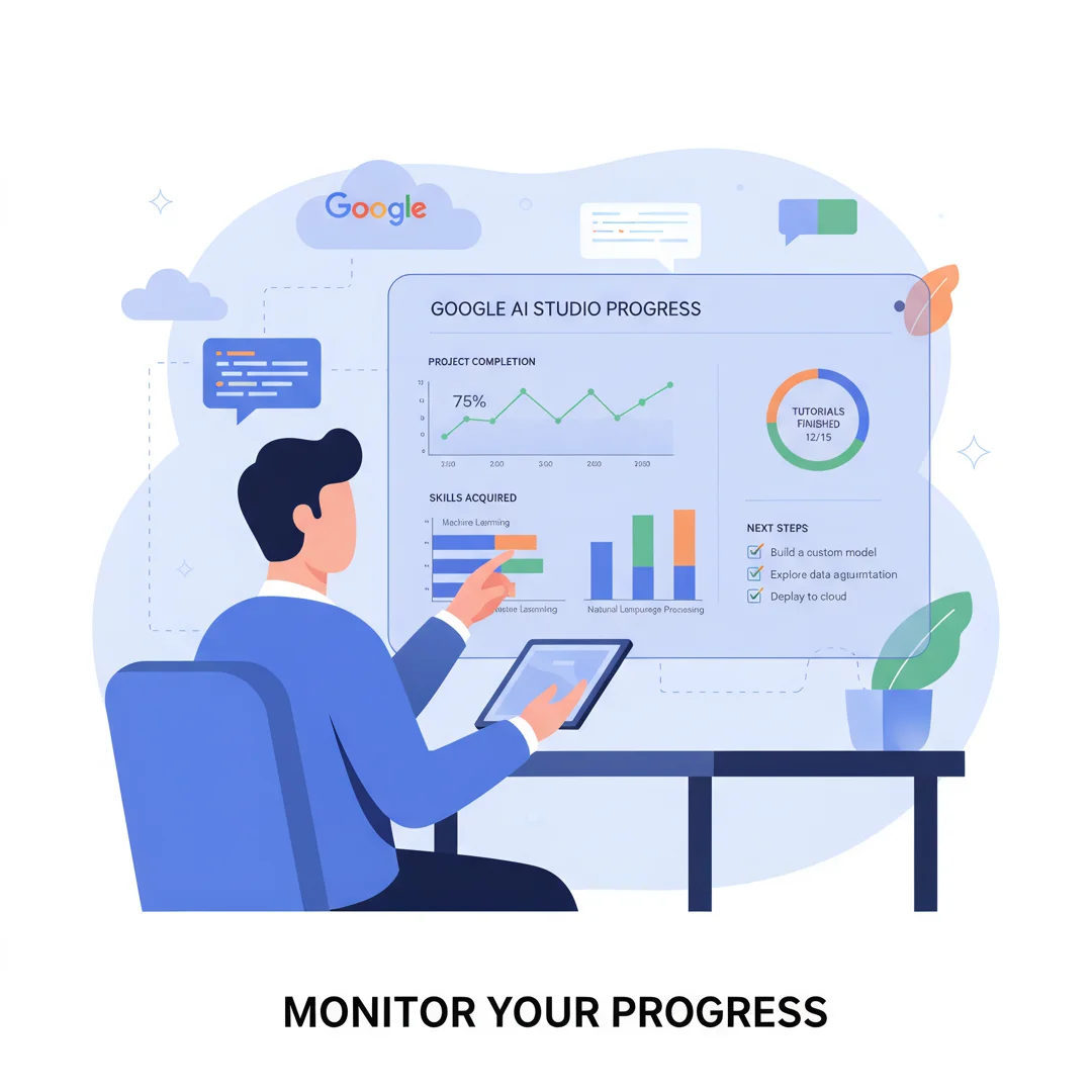 Step 6: Illustration for step: Monitor your progress related to How to use google ai studio, professional ed
