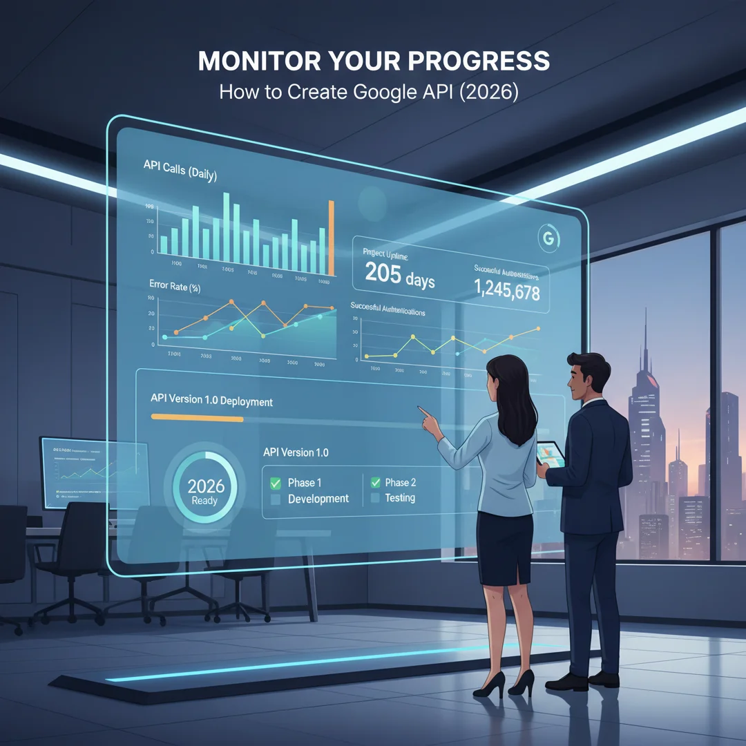 Step 6: Illustration for step: Monitor your progress related to How to creat google api in 2026, professiona
