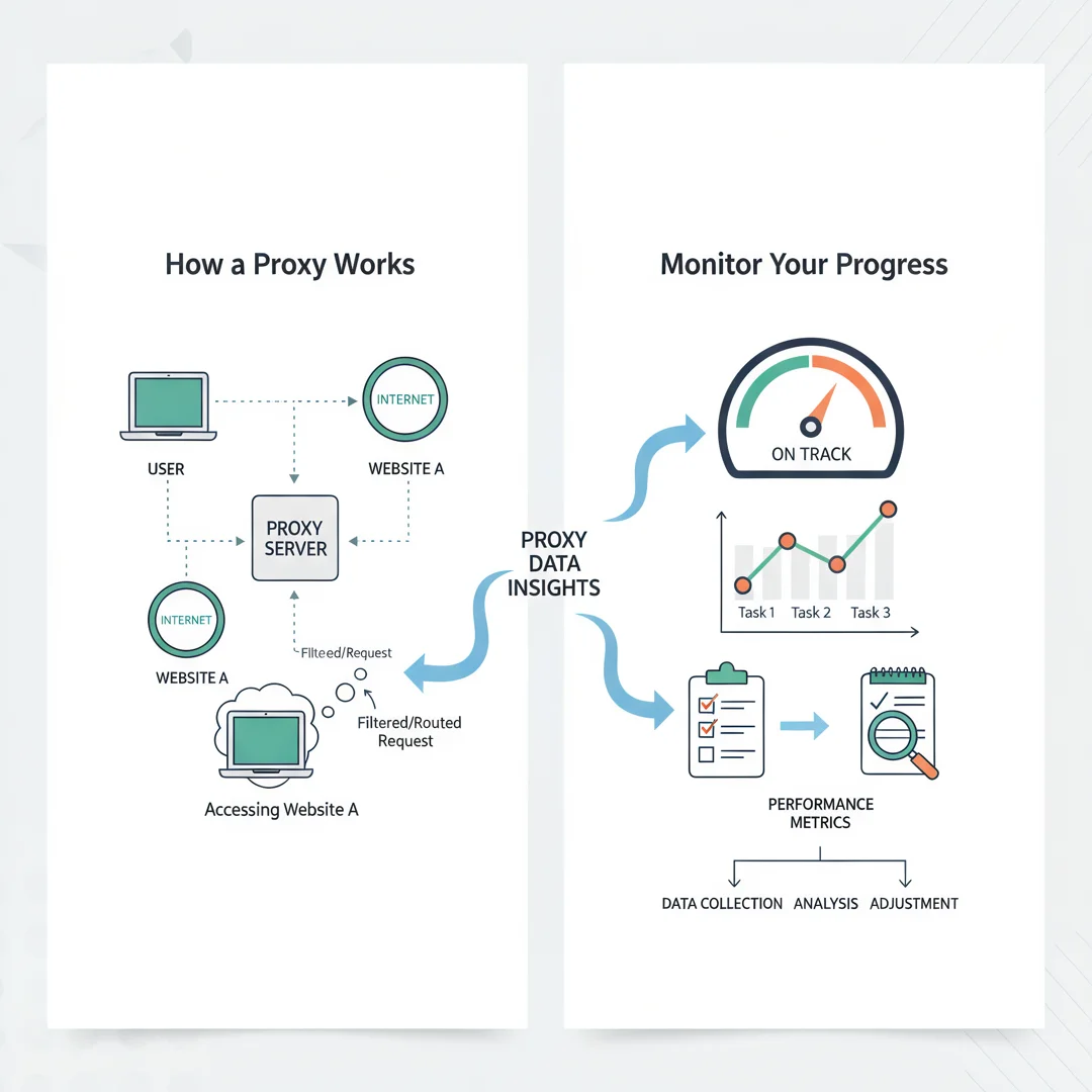 Step 6: Illustration for step: Monitor your progress related to how dose proxy work explain me in details, p