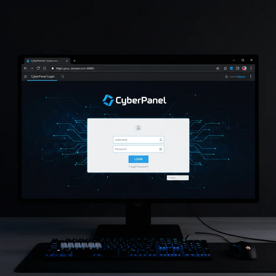 Step 6: CyberPanel admin dashboard login screen in a web browser