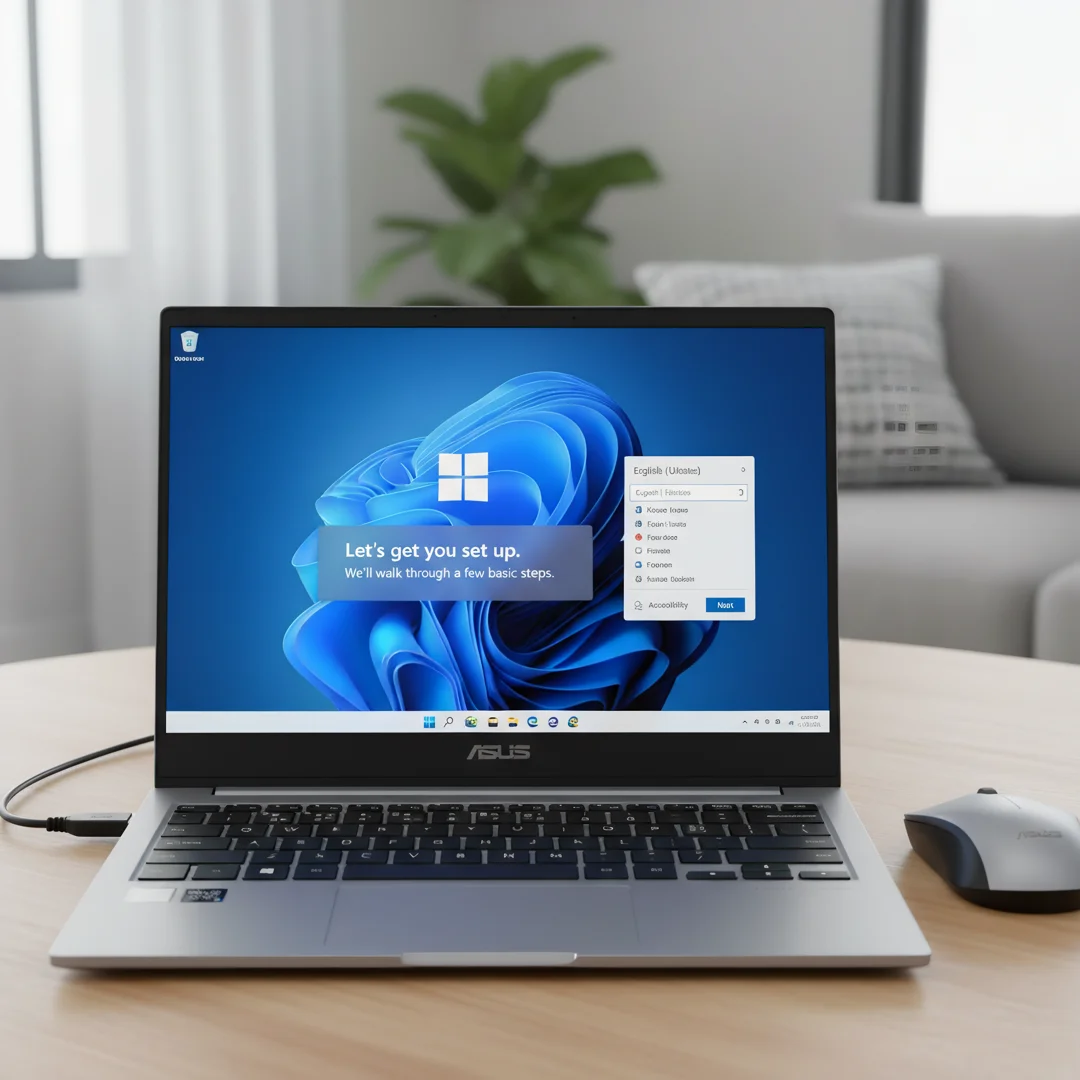 Step 6: Windows 11 out of box experience setup screen on ASUS laptop first boot