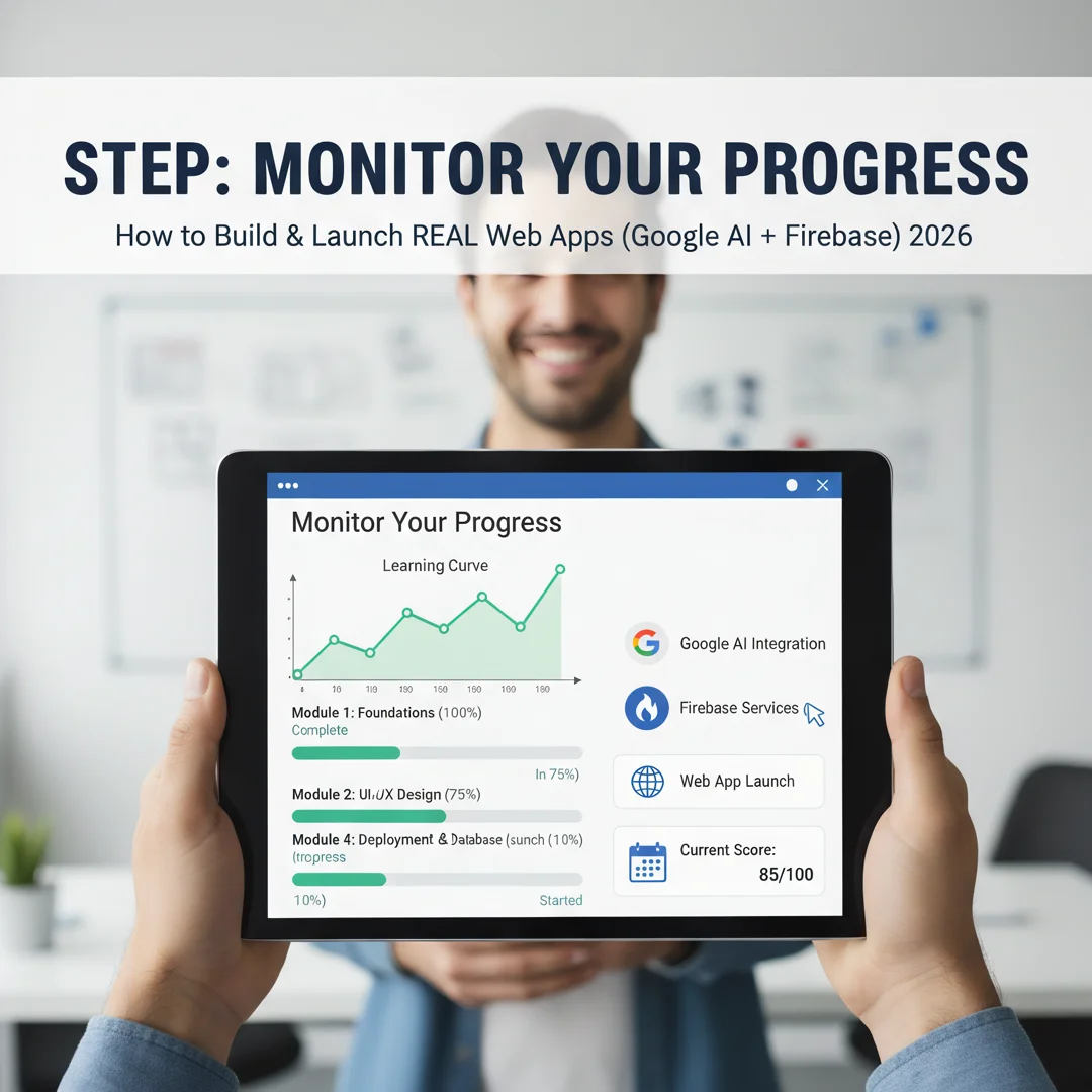 Step 6: Illustration for step: Monitor your progress related to How to Build & Launch REAL Web Apps (Google 