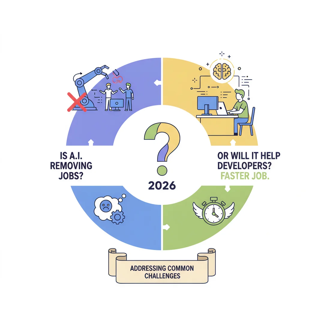 Step 7: Illustration for step: Address common challenges related to Is a.i removing jobs in 2026 or its goin