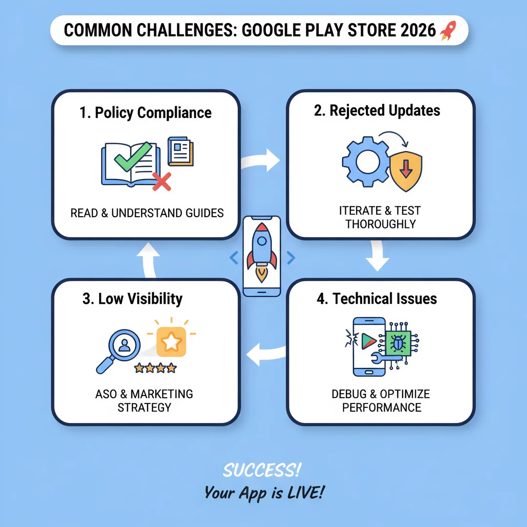 Step 7: Illustration for step: Address common challenges related to How to Publish Your Android App on Googl