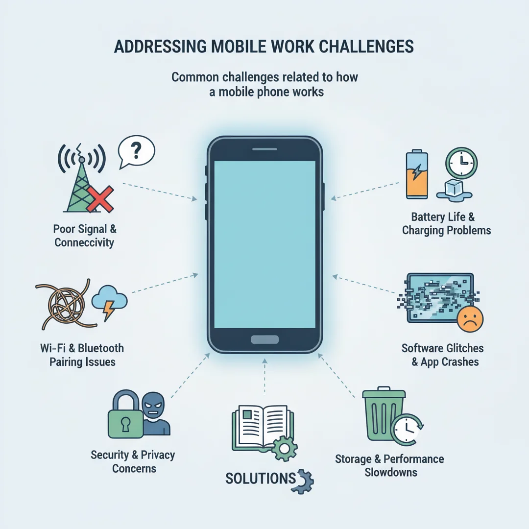 Step 7: Illustration for step: Address common challenges related to how mobile work” you mean how a mobile p