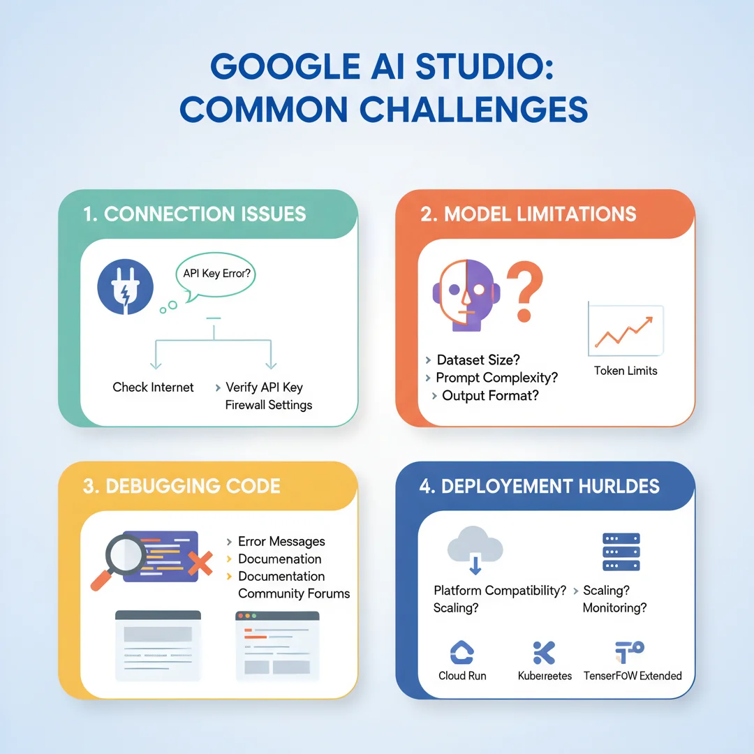 Step 7: Illustration for step: Address common challenges related to How to use google ai studio, professiona