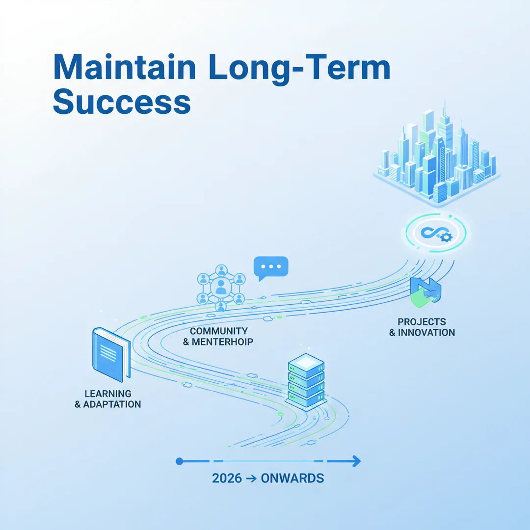 Step 8: Illustration for step: Maintain long-term success related to How to become a web developer in 2026, 
