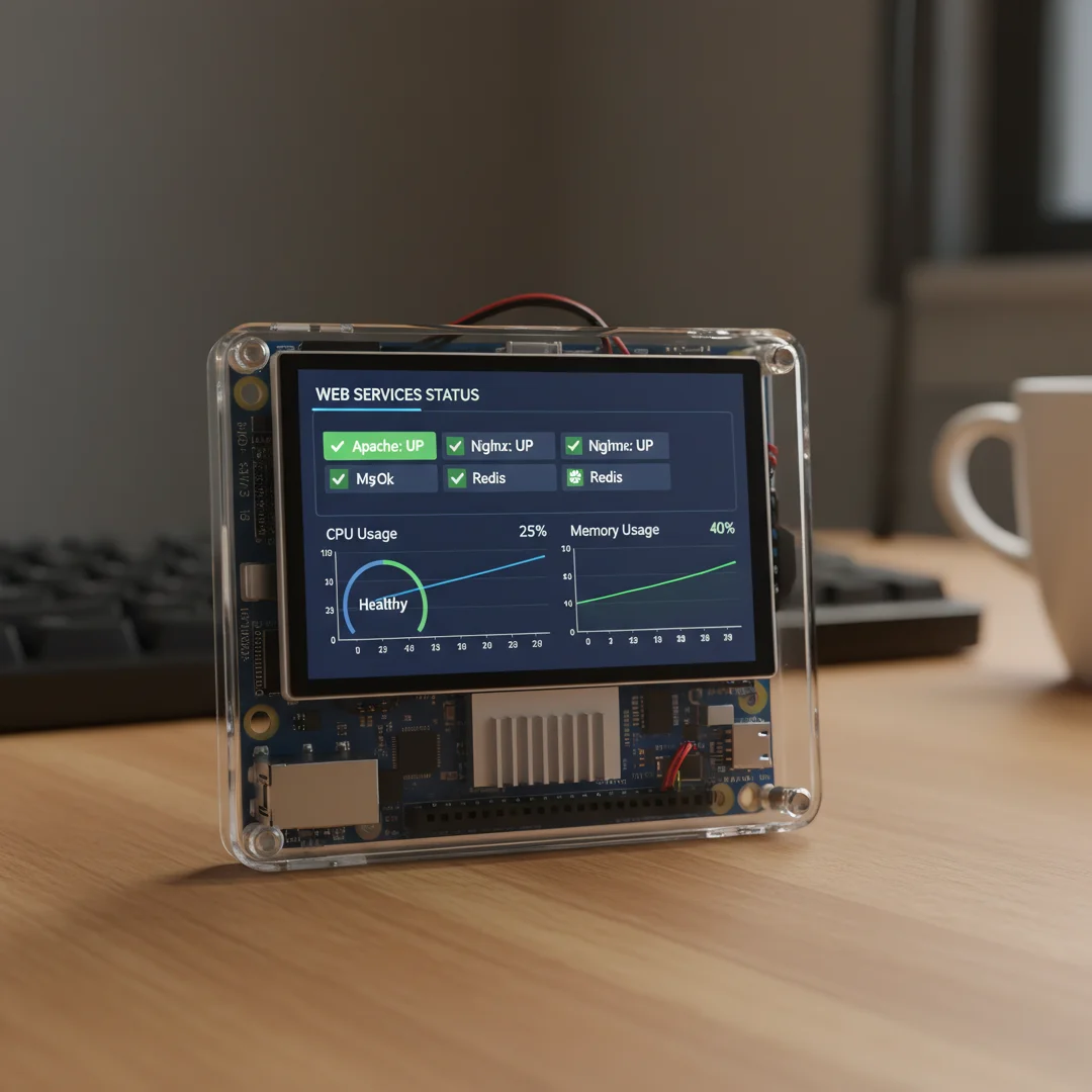 Step 8: Server monitoring dashboard showing healthy web services on Raspberry Pi