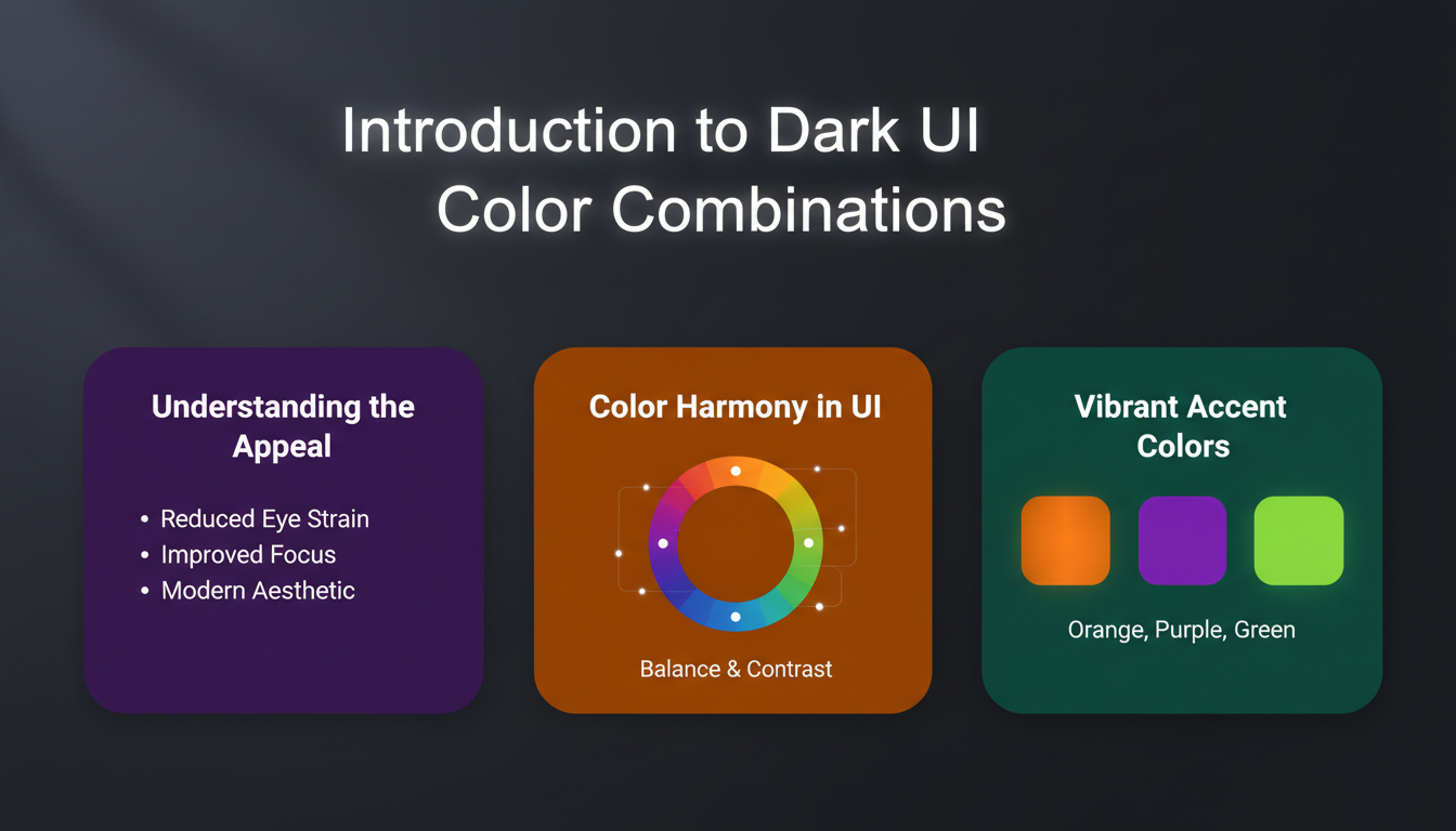 Close-up of dark UI design with orange, purple, green buttons, crystal clear text, emphasizing color harmony and vibrant accents.